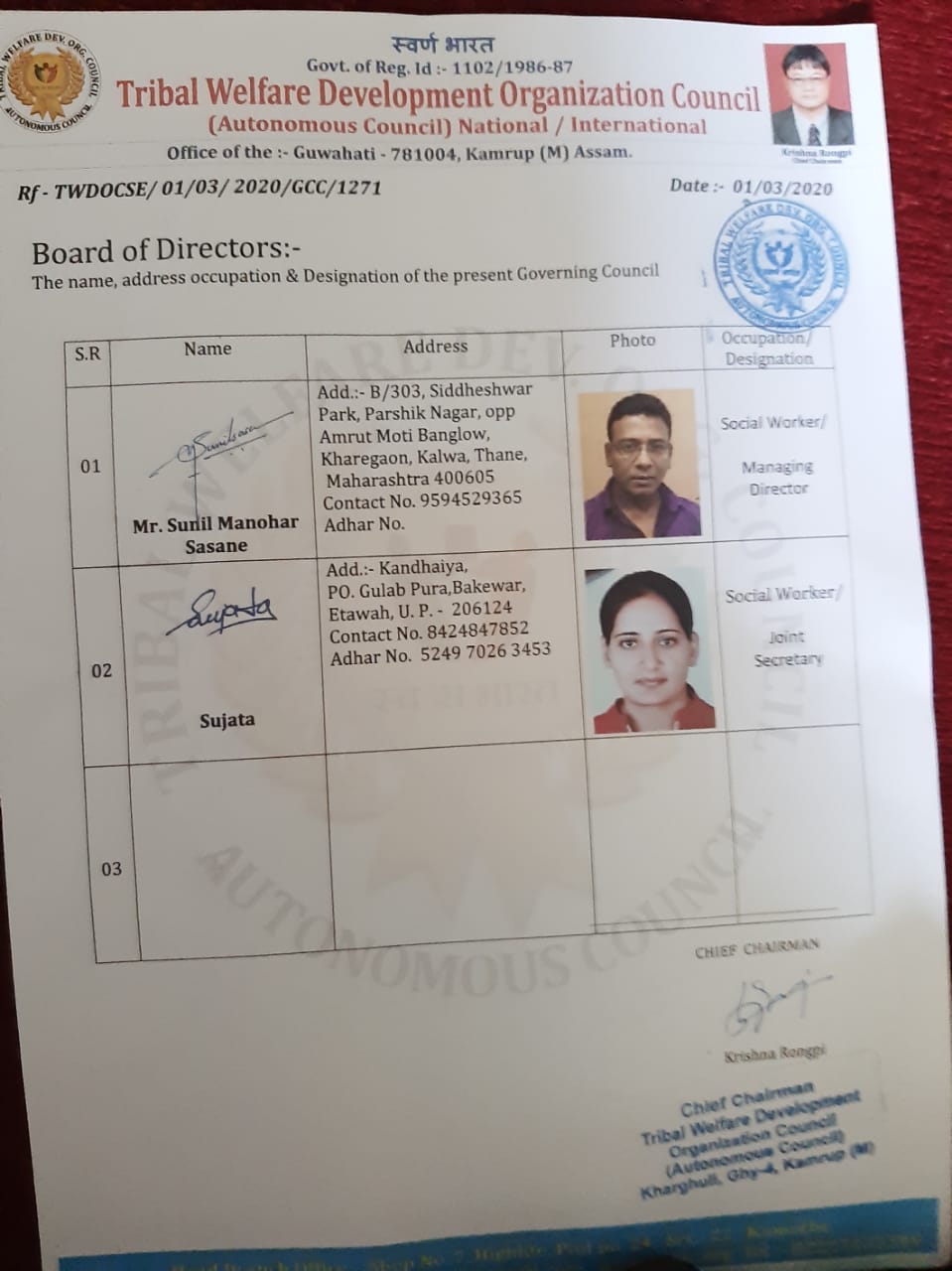 Tribal Welfare Societies Board of Directors